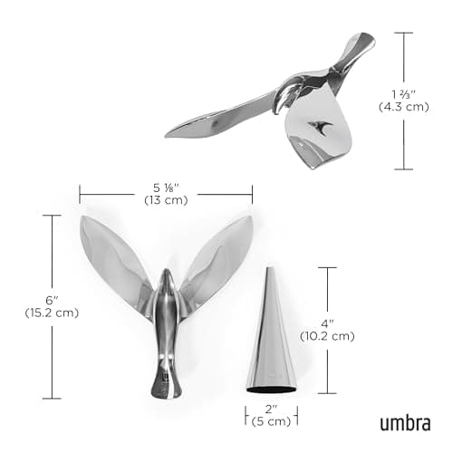Luxury Umbra Bird Bottle Opener for Wine and Soda, Chrome