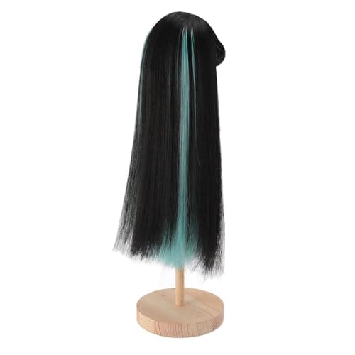 Zerodis Long Curly Doll Wig for 7.3 - 8.3in Head Circumference Doll — Black Green