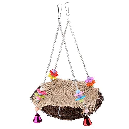 Rattan Nest Bird Hanging Nest Toy for Parakeets Cockatiels(L)