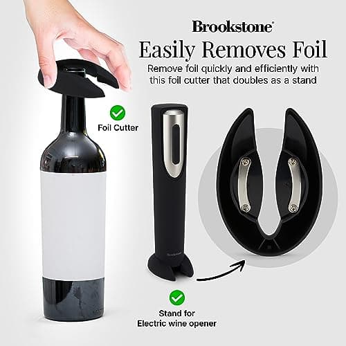 Electric Wine Opener with Foil Cutter, Battery Operated Corkscrew Opener for Men