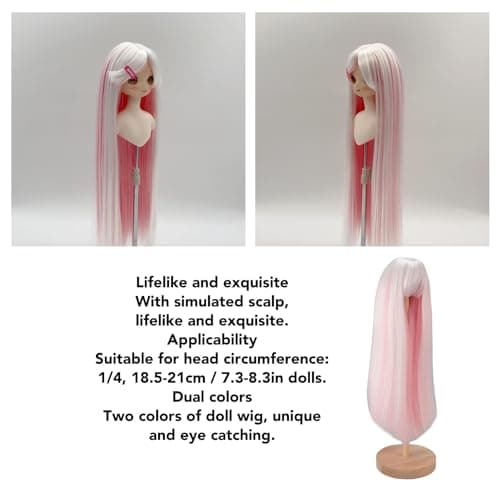 Zerodis Long Curly Doll Wig for 7.3 - 8.3in Head Circumference Doll