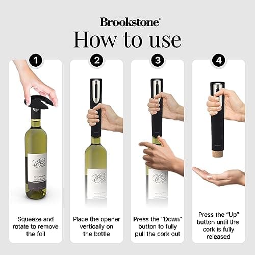 Electric Wine Opener with Foil Cutter, Battery Operated Corkscrew Opener for Men