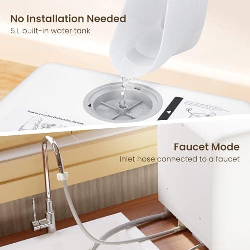 Portable HAVA Dishwasher, 6 Programs, 5L Water Tank, Air-Drying, Baby Safe