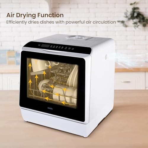 Portable HAVA Dishwasher, 6 Programs, 5L Water Tank, Air-Drying, Baby Safe