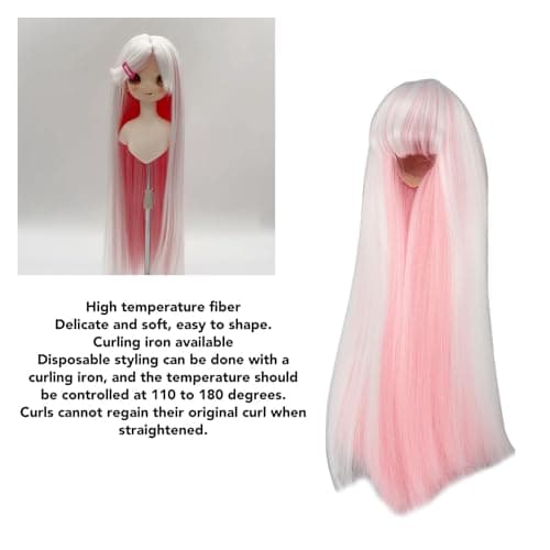 Zerodis Long Curly Doll Wig for 7.3 - 8.3in Head Circumference Doll