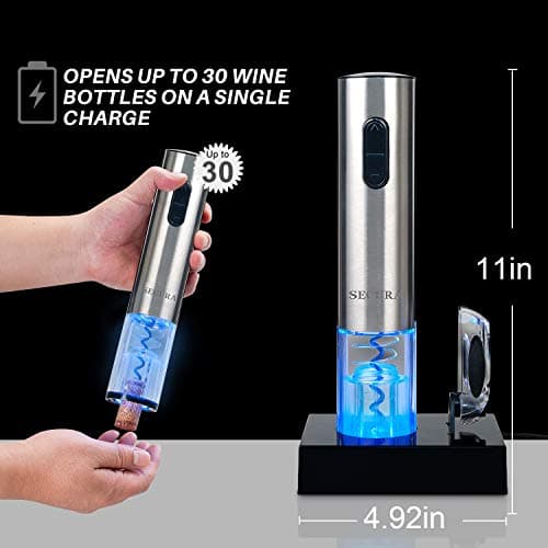 Electric Wine Opener for Wine Lovers: Rechargeable Stainless Steel Corkscrew