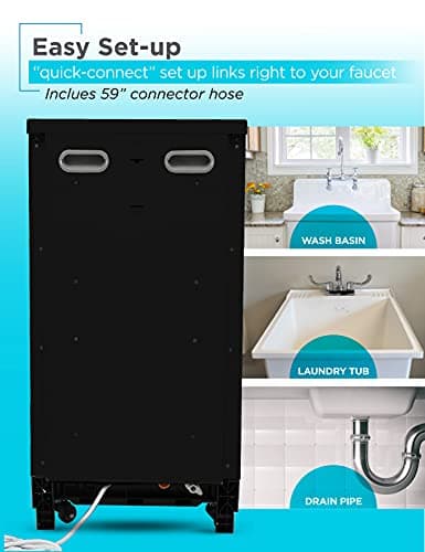 BLACK+DECKER Portable Dishwasher on Wheels 18" with Worktop Space & Faucet Connect