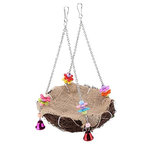 Rattan Nest Bird Hanging Nest Toy for Parakeets Cockatiels(L)