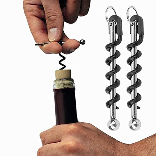 Portable Stainless Steel Keychain Corkscrew for Backpack Camping
