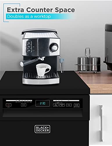 BLACK+DECKER Portable Dishwasher on Wheels 18" with Worktop Space & Faucet Connect