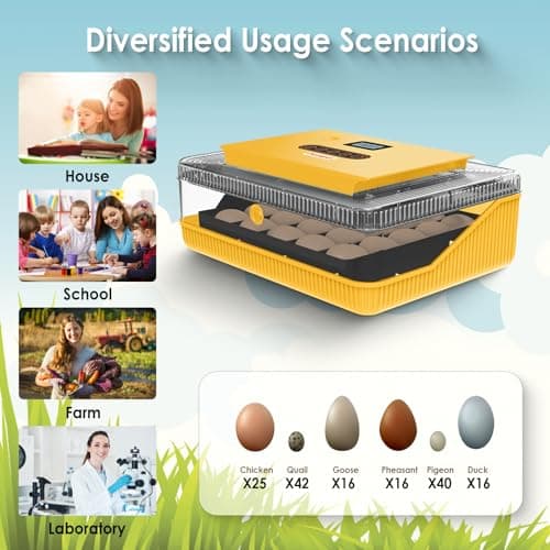 Egg Incubator for Hatching Quail, Chicken, Duck, Goose Eggs