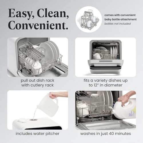 Farberware Portable Countertop Dishwasher - 5-Program, 5-Liter Tank for Home, RV, and More