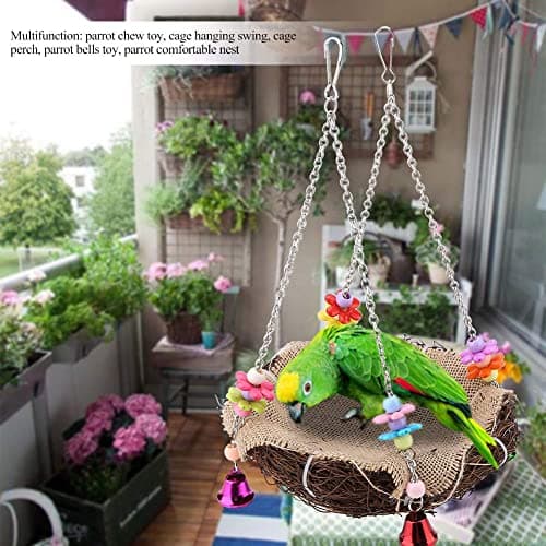 Rattan Nest Bird Hanging Nest Toy for Parakeets Cockatiels(L)