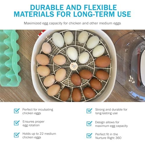Durable Egg Tray for Nurture Right 360 Incubator - 22 Medium Chicken Eggs