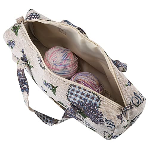 Zerodis Handmade Bag for Knitting Needles, Sewing Supplies and Crafts (Flower)