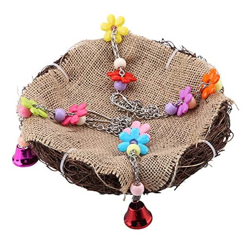 Rattan Nest Bird Hanging Nest Toy for Parakeets Cockatiels(L)
