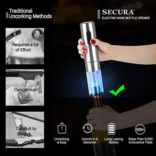 Electric Wine Opener for Wine Lovers: Rechargeable Stainless Steel Corkscrew