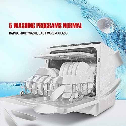 Portable Countertop Dishwasher with 5 Programs and Air Dry
