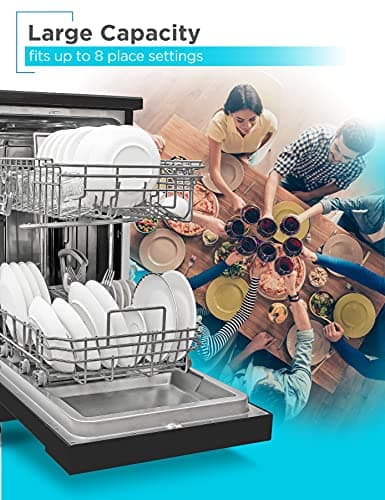 BLACK+DECKER Portable Dishwasher on Wheels 18" with Worktop Space & Faucet Connect