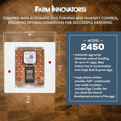 Farm Innovators 2450 Pro Series Automatic Egg Incubator, 41 Egg Capacity
