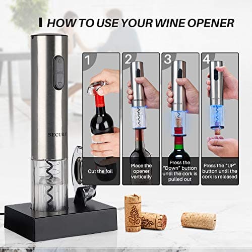 Electric Wine Opener for Wine Lovers: Rechargeable Stainless Steel Corkscrew