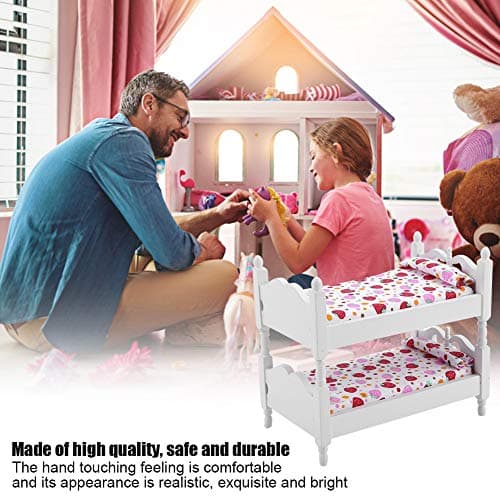 1:12 Scale Strawberry Dollhouse Furniture - Double Bunk Bed Decor