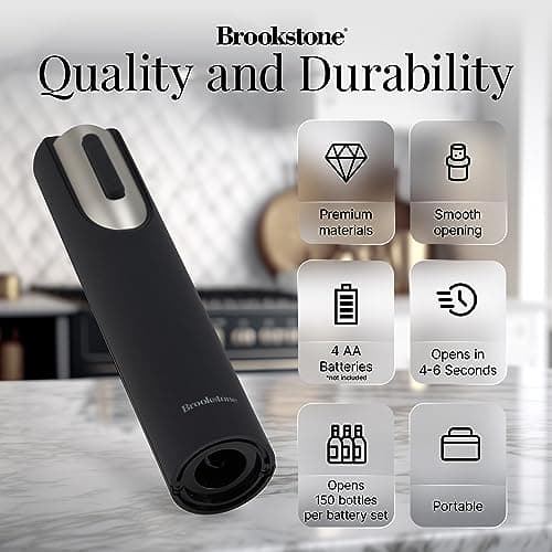 Electric Wine Opener with Foil Cutter, Battery Operated Corkscrew Opener for Men