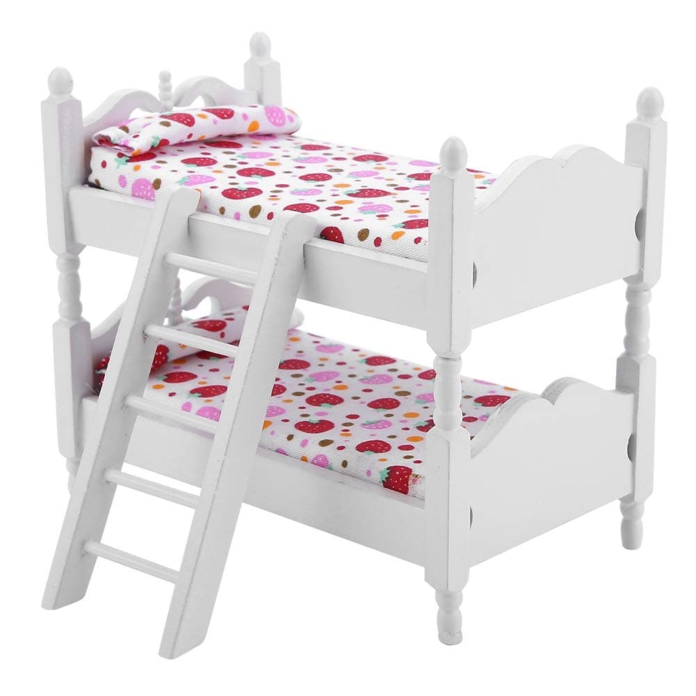 1:12 Scale Strawberry Dollhouse Furniture - Double Bunk Bed Decor