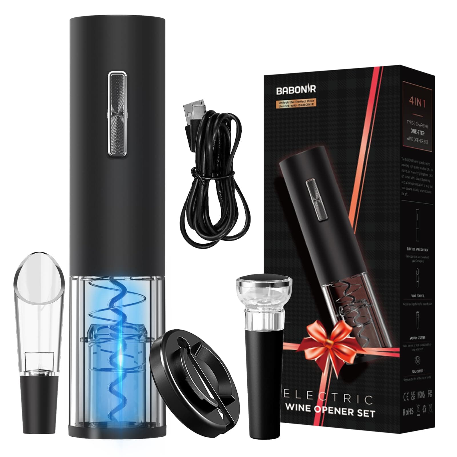 Electric Wine Opener Set - Perfect Christmas Gift for Wine Lovers and Parties